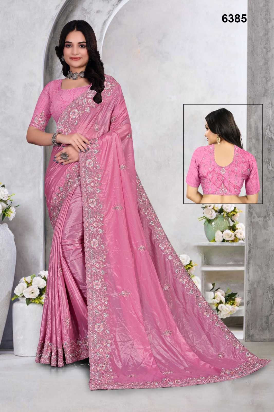 Ynf Fancy KESH114 6385 Sarees Wholesale Embroidered Sarees Stone Work Saree Zari Border Sarees Manufacturer