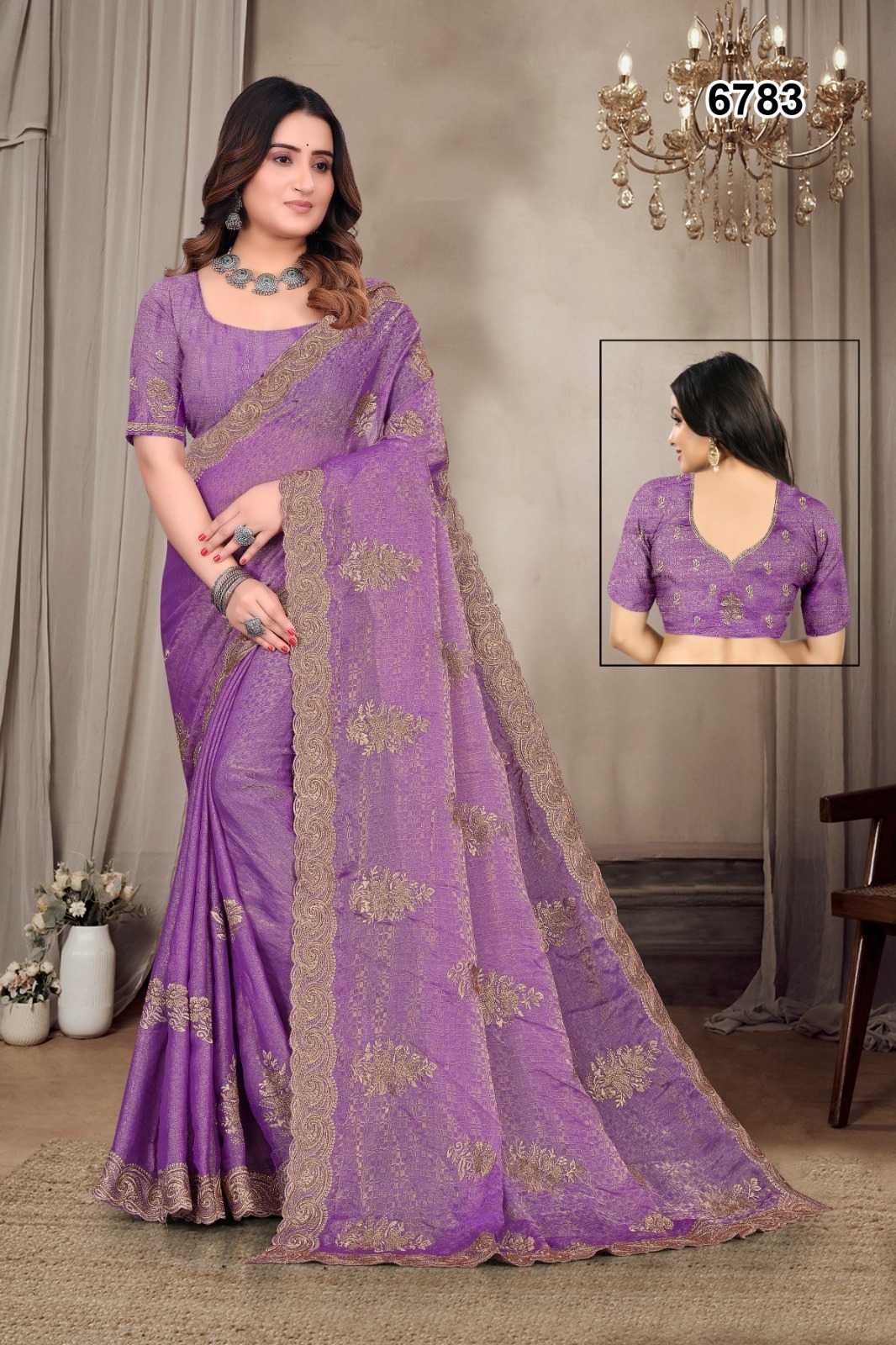 Ynf Fancy KESH114 6783 Sarees Wholesale Embroidered Sarees Stone Work Saree Zari Border Sarees Manufacturer