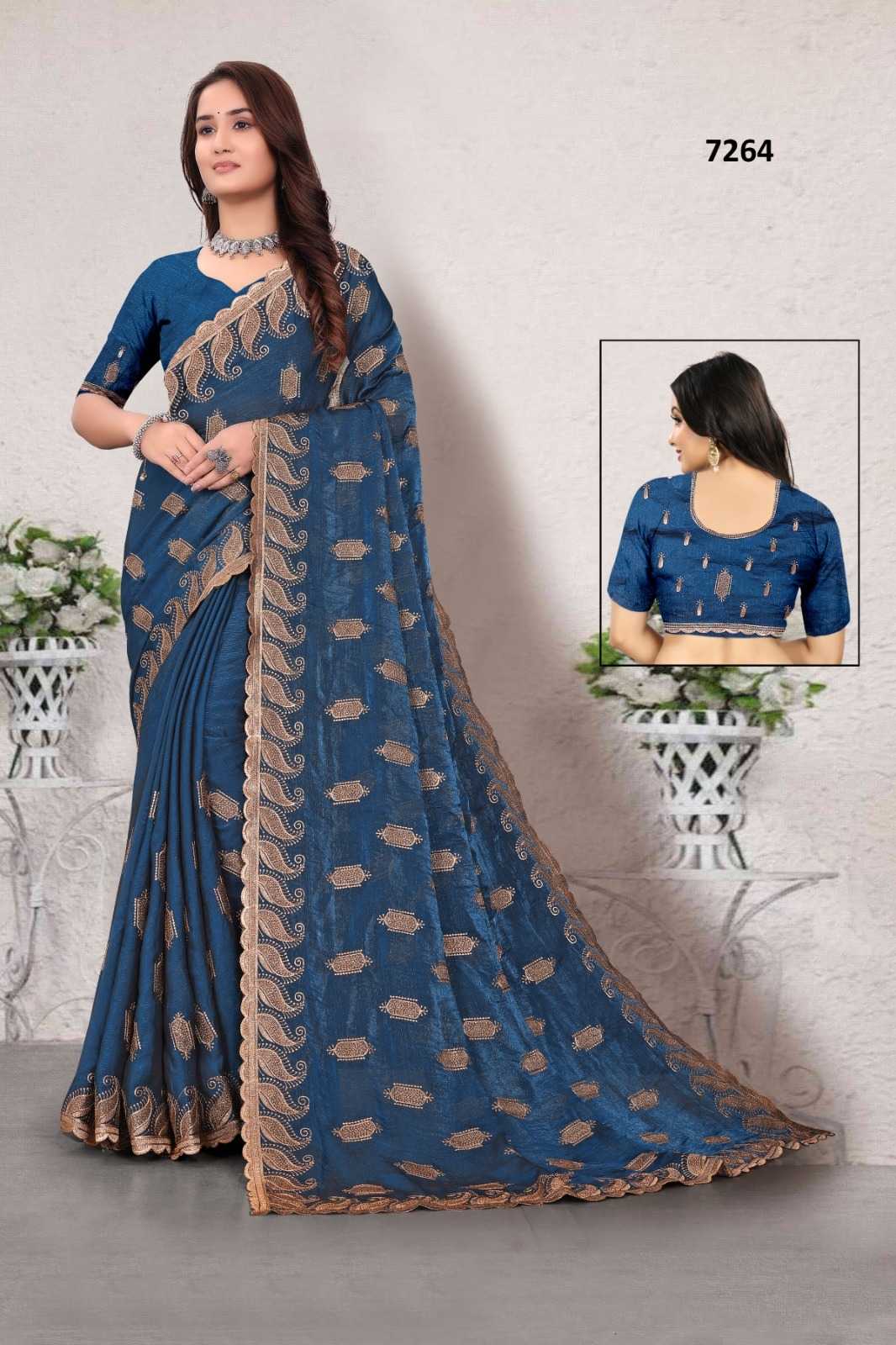 Ynf Fancy KESH114 7264 Sarees Wholesale Embroidered Sarees Stone Work Saree Zari Border Sarees Manufacturer