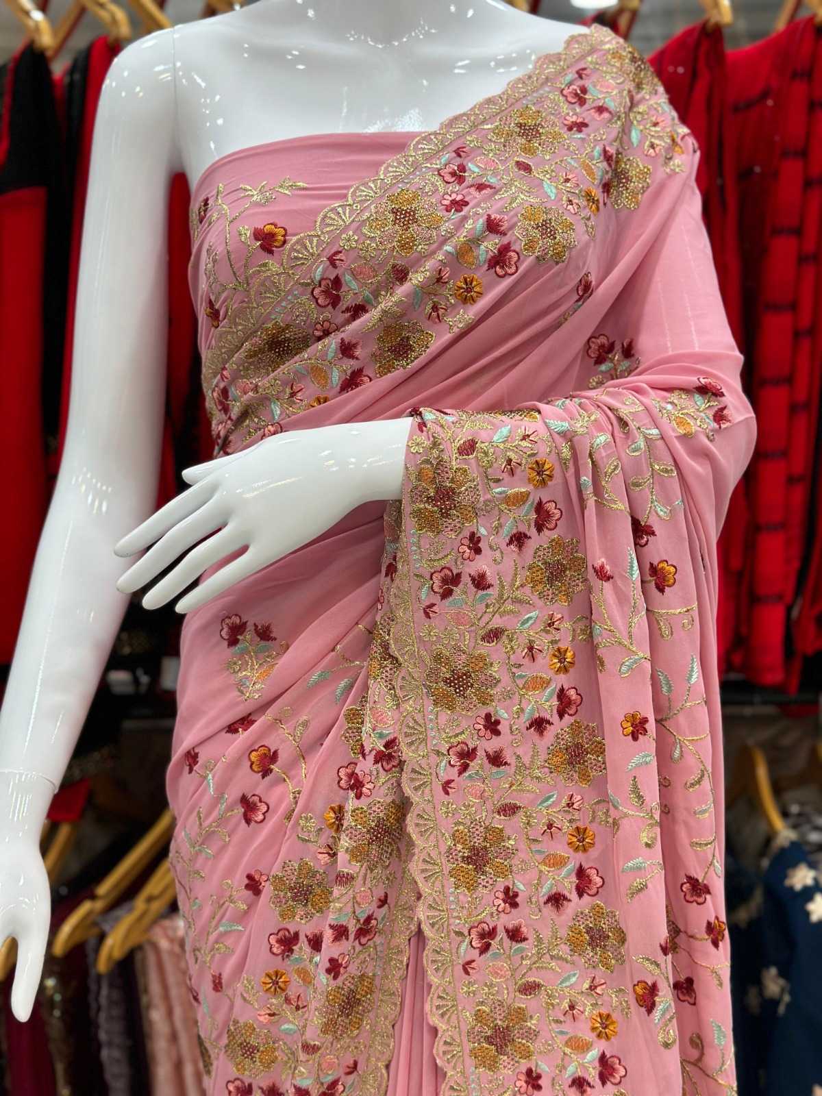 Ynf Fancy KESH114 TIRANGA Sarees Wholesale Embroidered Sarees Swarovski Sarees Zari Border Sarees Manufacturer