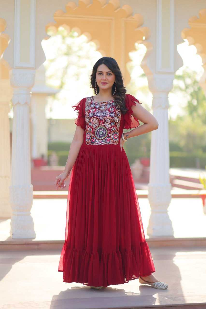 Ynf Faux Blooming KESH489 1179 Gowns Wedding Collections Festive Collections Wholesale Embroidery Gowns Party Wear Gowns Sequin Gowns Manufacturer