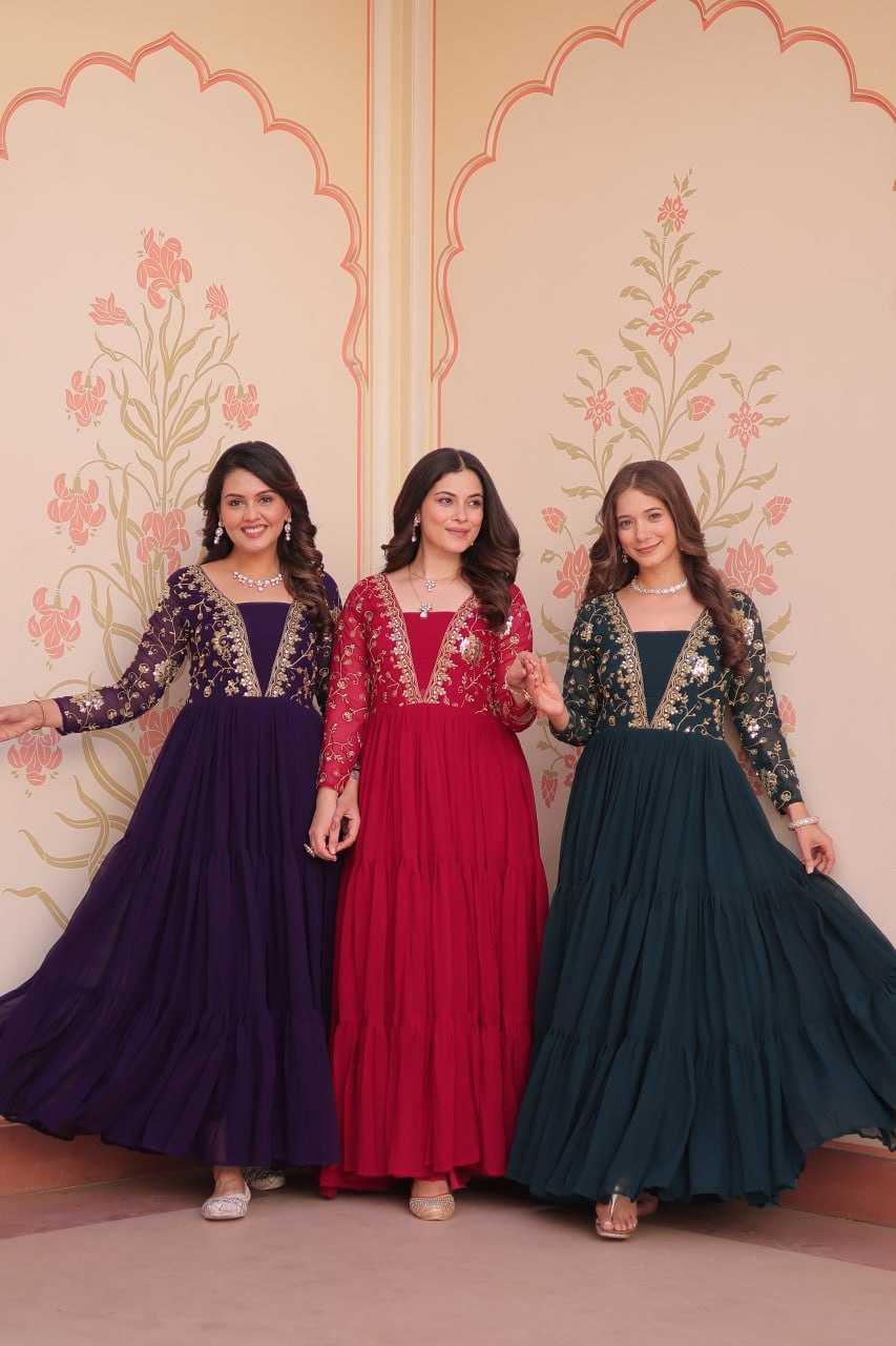Ynf Faux Blooming KESH491 9237 Gowns Wholesale Printed Gowns Embroidery Gowns Party Gowns Manufacturer