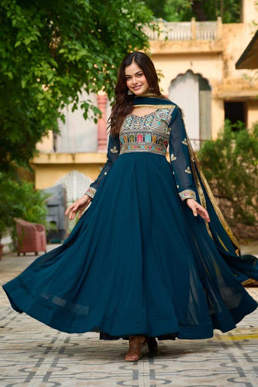Ynf Faux Blooming KESH491 9252 Gowns Wedding Collections Festive Collections Wholesale Embroidery Gowns Full Sleeve Gowns Sequin Gowns Manufacturer