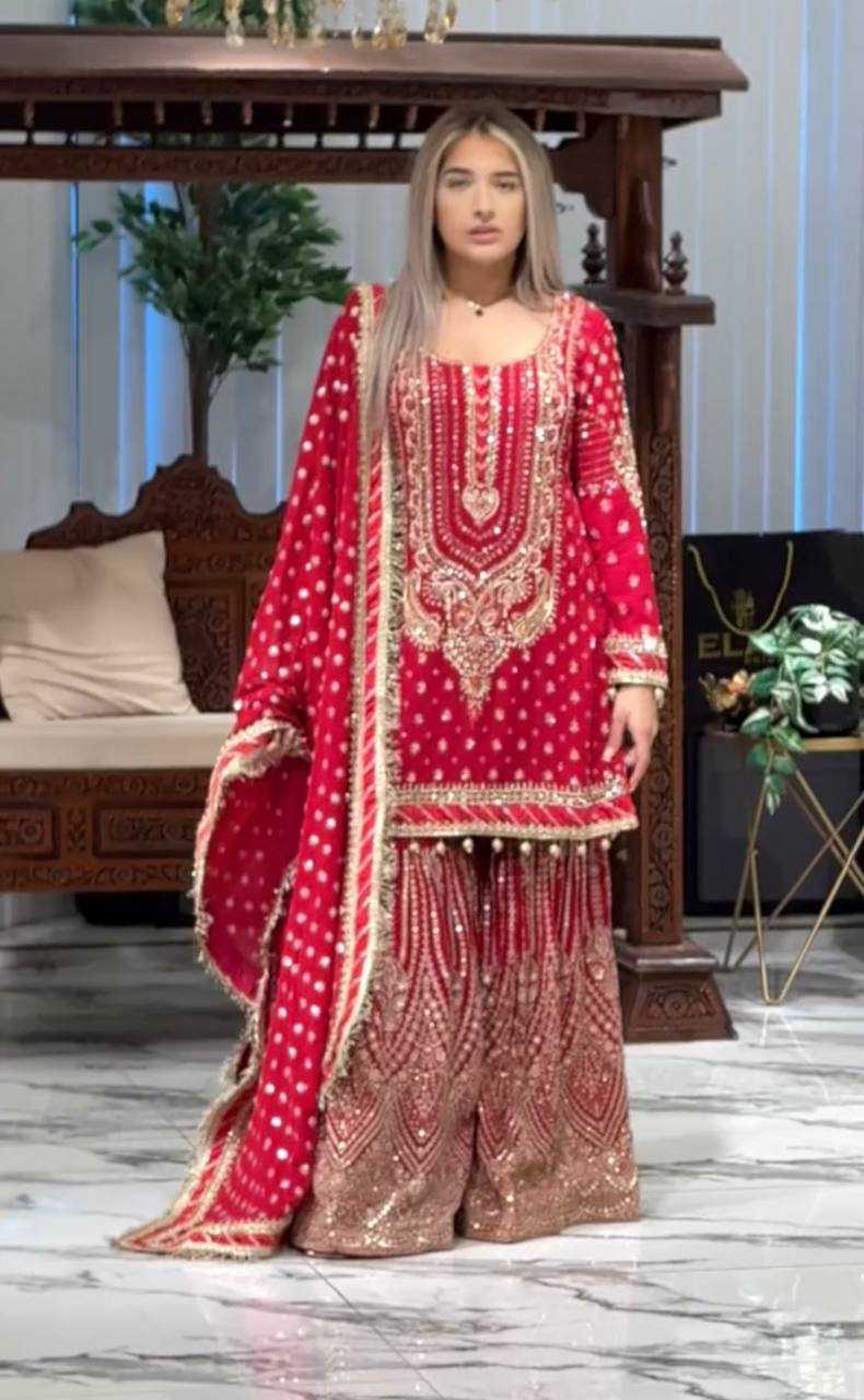 Ynf Faux Georgette KESH141 210 Suits & Dresses Wedding Collections Festive Collections Wholesale Palazzo Suit Designer Suits Embroidered Suits Manufacturer