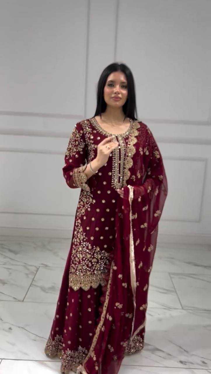 Ynf Faux Georgette KESH159 1713 Suits & Dresses Wholesale Embroidery Suits Palazzo Suit Manufacturer