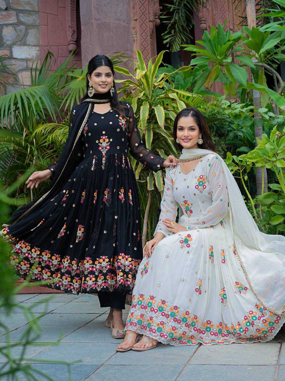Ynf Faux Georgette KESH499 016 Gowns Wholesale Printed Gowns Embroidery Gowns Designer Gowns Manufacturer