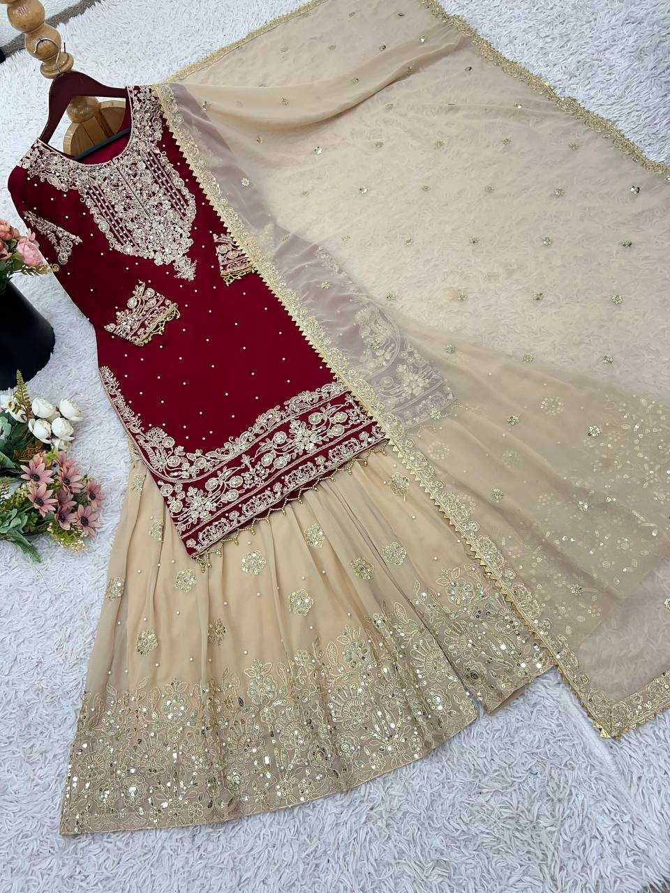 Ynf Faux Georgette KESH499 1676 Suits & Dresses Wedding Collections Plus Size Collections Wholesale Palazzo Suit Georgette Suit Wedding Outfits Manufacturer