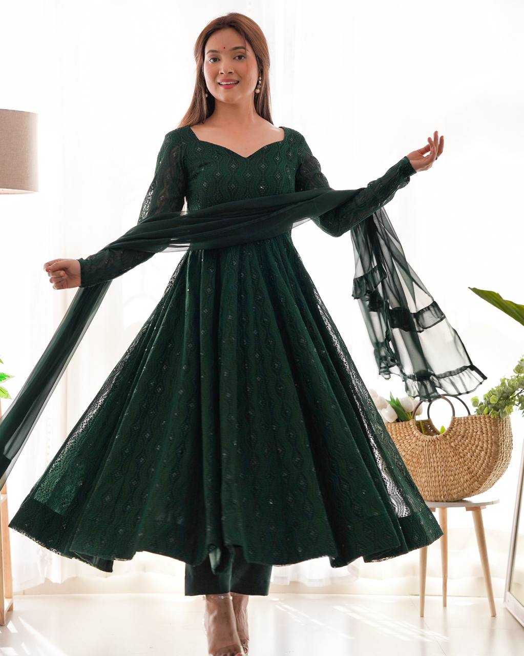 Ynf Faux Georgette KESH504 58 Gowns Wedding Collections Festive Collections Wholesale Anarkali Gown Georgette Gown Sequin Gowns Manufacturer