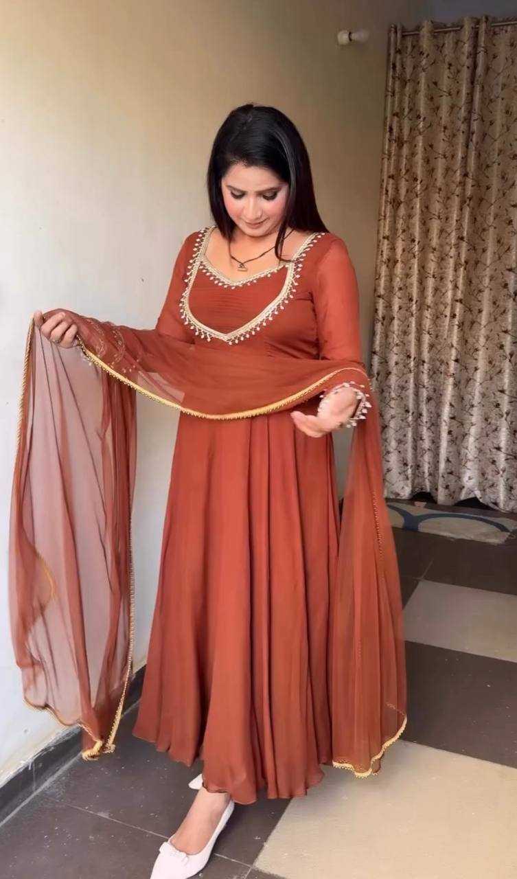 Ynf Faux Georgette KESH506 153 Gowns Wholesale Georgette Gown Gown With Dupatta Manufacturer