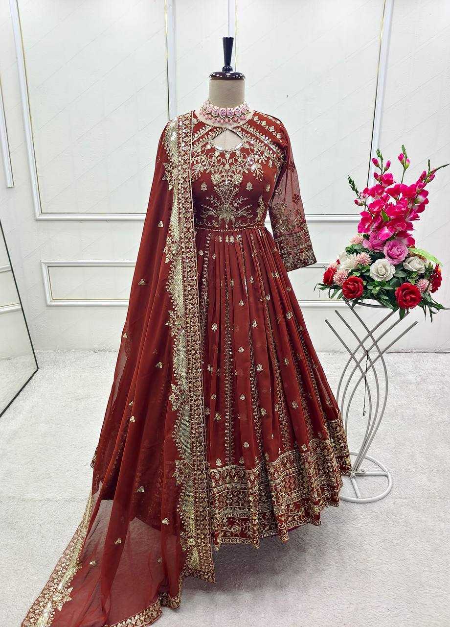 Ynf Faux Georgette KESH506 8028 Gowns Wholesale Fancy Gowns Embroidery Gowns Designer Gowns Manufacturer