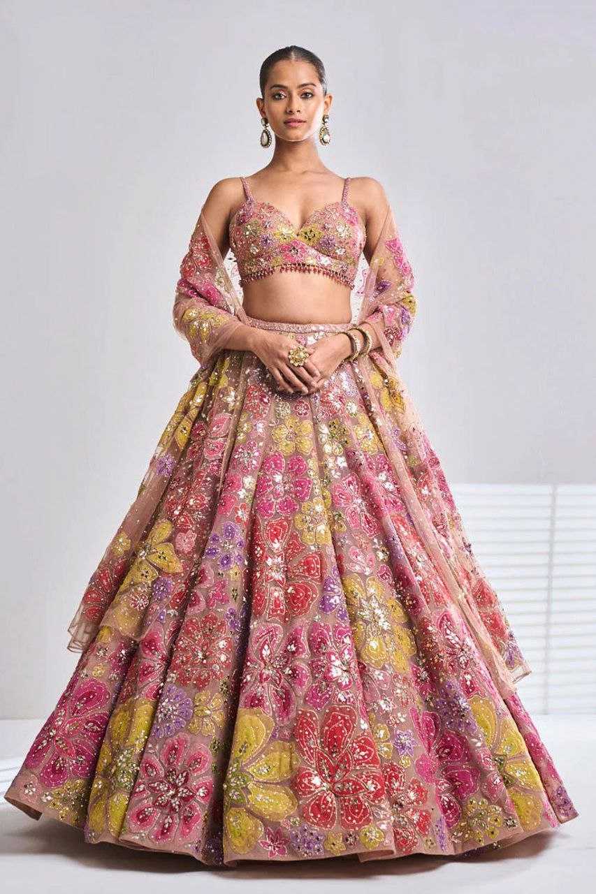 Ynf Faux Georgette KESH508 1077 Lehengas Wholesale Fancy Lehenga Embroidered Lehenga Lehenga For Engagement Thread Work Lehenga Sequins Lehenga Lehenga With Cancan Manufacturer