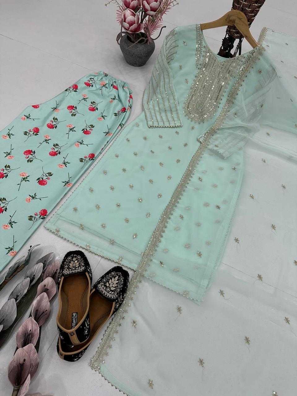 Ynf Faux Georgette KESH512 1691 Suits & Dresses Wholesale Ladies Suits Embroidery Suits Palazzo Suit Manufacturer