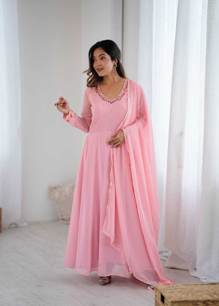 Ynf Faux Georgette KESH513 475 Gowns Wedding Collections Festive Collections Wholesale Georgette Gown Gown With Dupatta Wedding Outfits Manufacturer