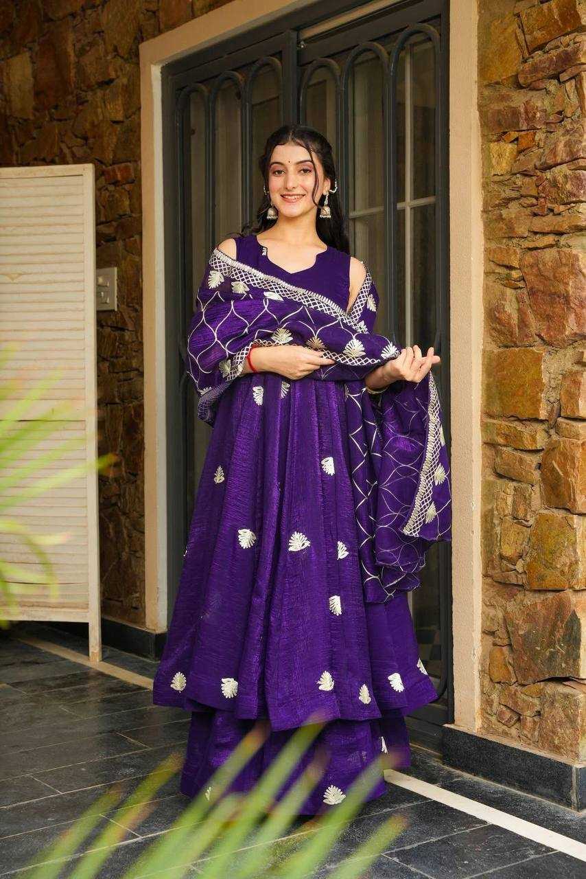 Ynf Faux Georgette KESH523 080 Gowns Wholesale Georgette Gown Embroidered Gown Designer Gowns Manufacturer