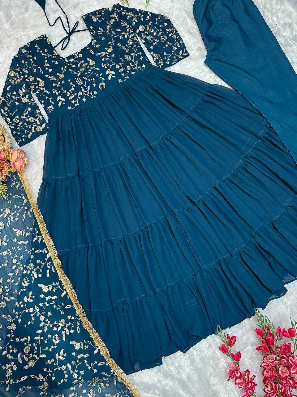 Ynf Faux Georgette KESH523 243 Gowns Wholesale Fancy Gowns Embroidery Gowns Designer Gowns Manufacturer