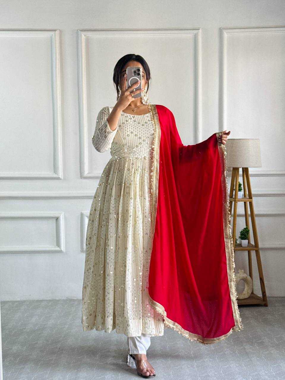 Ynf Faux Georgette KESH523 251 Gowns Wholesale Embroidery Gowns Party Wear Gowns Designer Gowns Manufacturer