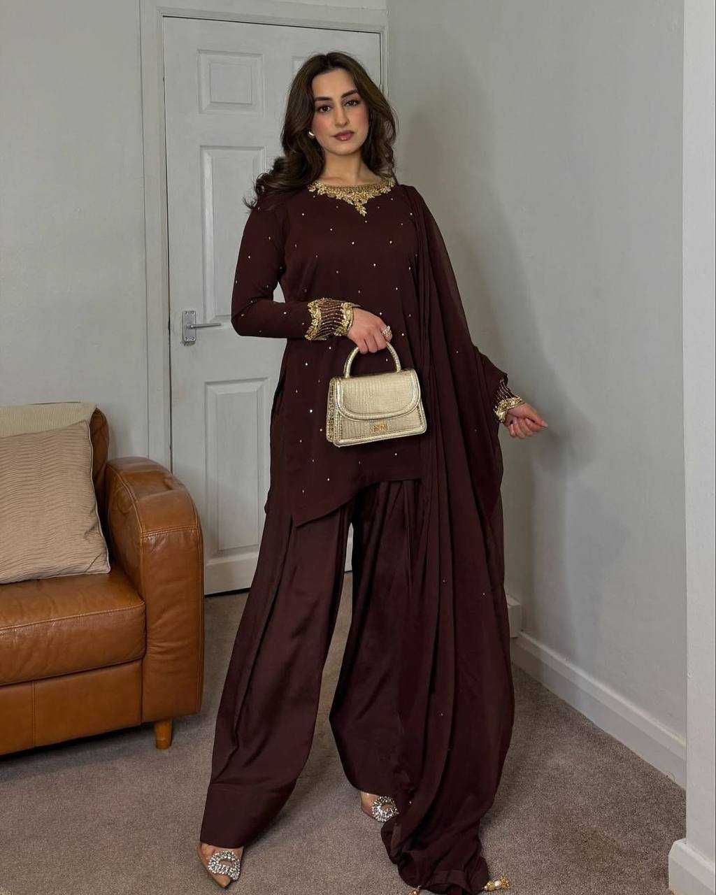 Ynf Faux Georgette KESH523 278 Suits & Dresses Wedding Collections Festive Collections Wholesale Georgette Suit Embroidered Suits Wedding Outfits Manufacturer