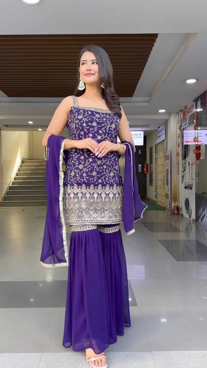 Ynf Faux Georgette KESH526 93 Suits & Dresses Wedding Collections Festive Collections Wholesale Sharara Salwar Suits Georgette Suit Embroidered Suits Manufacturer