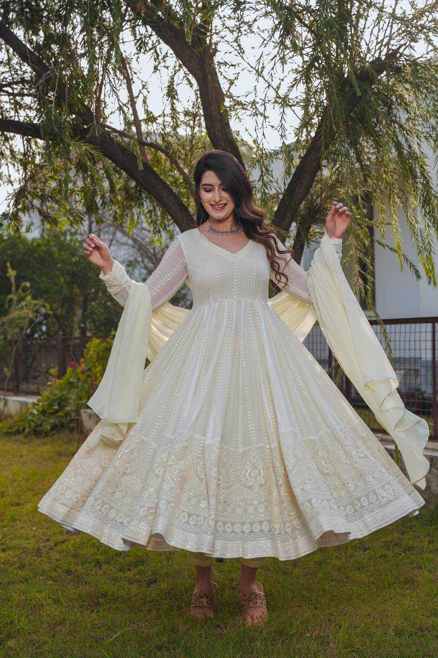 Ynf Faux Georgette KESH526 G43 Gowns Wholesale Fancy Gowns Party Wear Gowns Designer Gowns Manufacturer