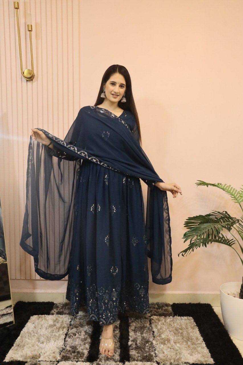 Ynf Faux Georgette KESH526 G55 Gowns Wholesale Fancy Gowns Embroidery Gowns Designer Gowns Manufacturer