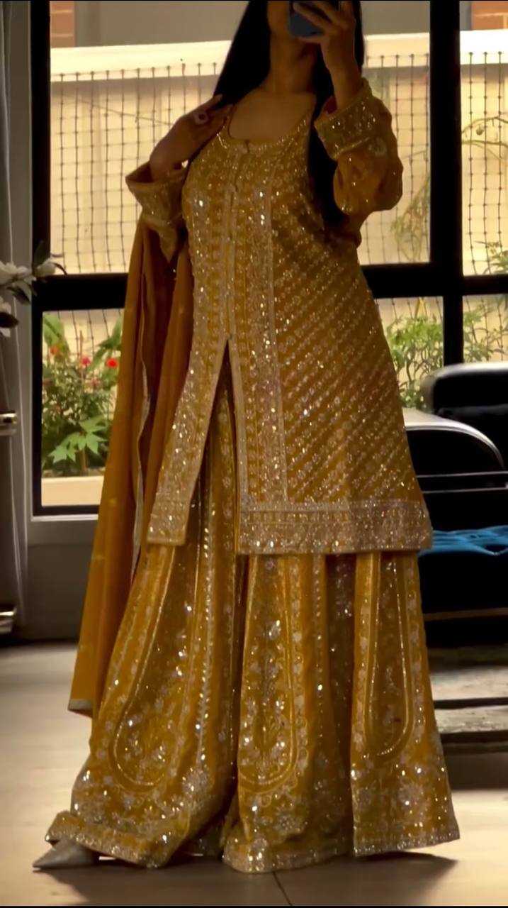 Ynf Faux Georgette KESH528 449 Suits & Dresses Wedding Collections Festive Collections Wholesale Sharara Salwar Suits Embroidery Suits Wedding Outfits Manufacturer