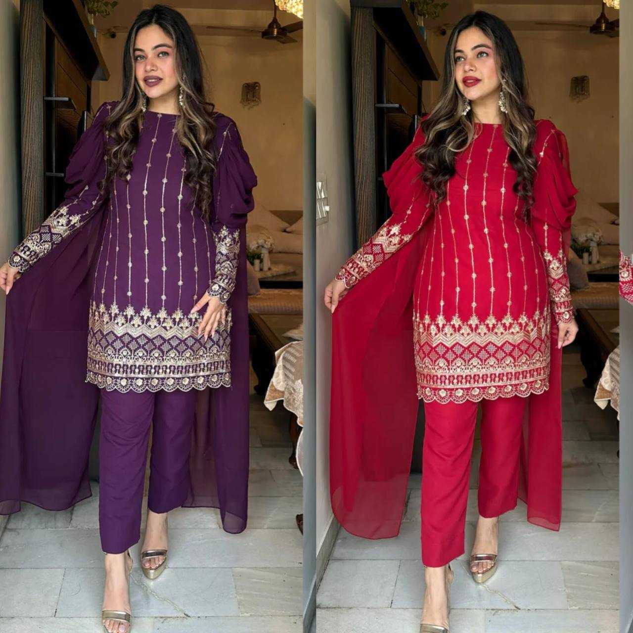 Ynf Faux Georgette KESH531 1028 Suits & Dresses Wholesale Embroidery Suits Palazzo Suit Zari Work Suit Party Wear Dresses Manufacturer
