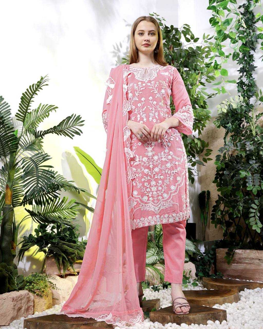 Ynf Faux Georgette KESH540 Pink Moti Kurti Wholesale Kurti Bottom With Dupatta Manufacturer