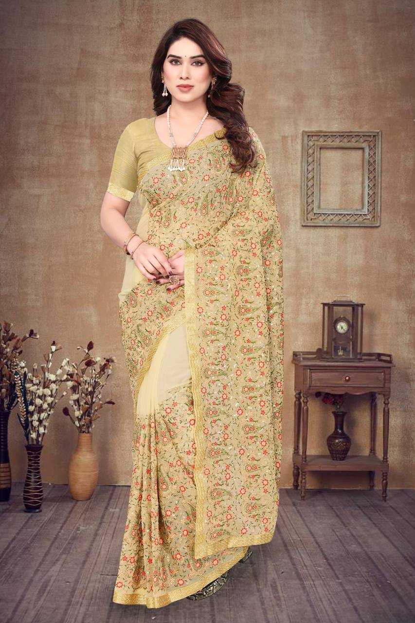 Ynf Faux Georgette KESH556 314 Sarees Wholesale Work Sarees Embroidered Sarees Manufacturer