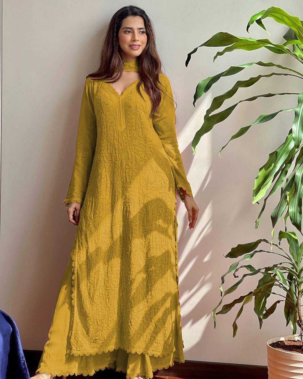 Ynf Faux Georgette RIN110 170 Kurti Wholesale Embroidered Kurtis Kurti With Palazzo Manufacturer