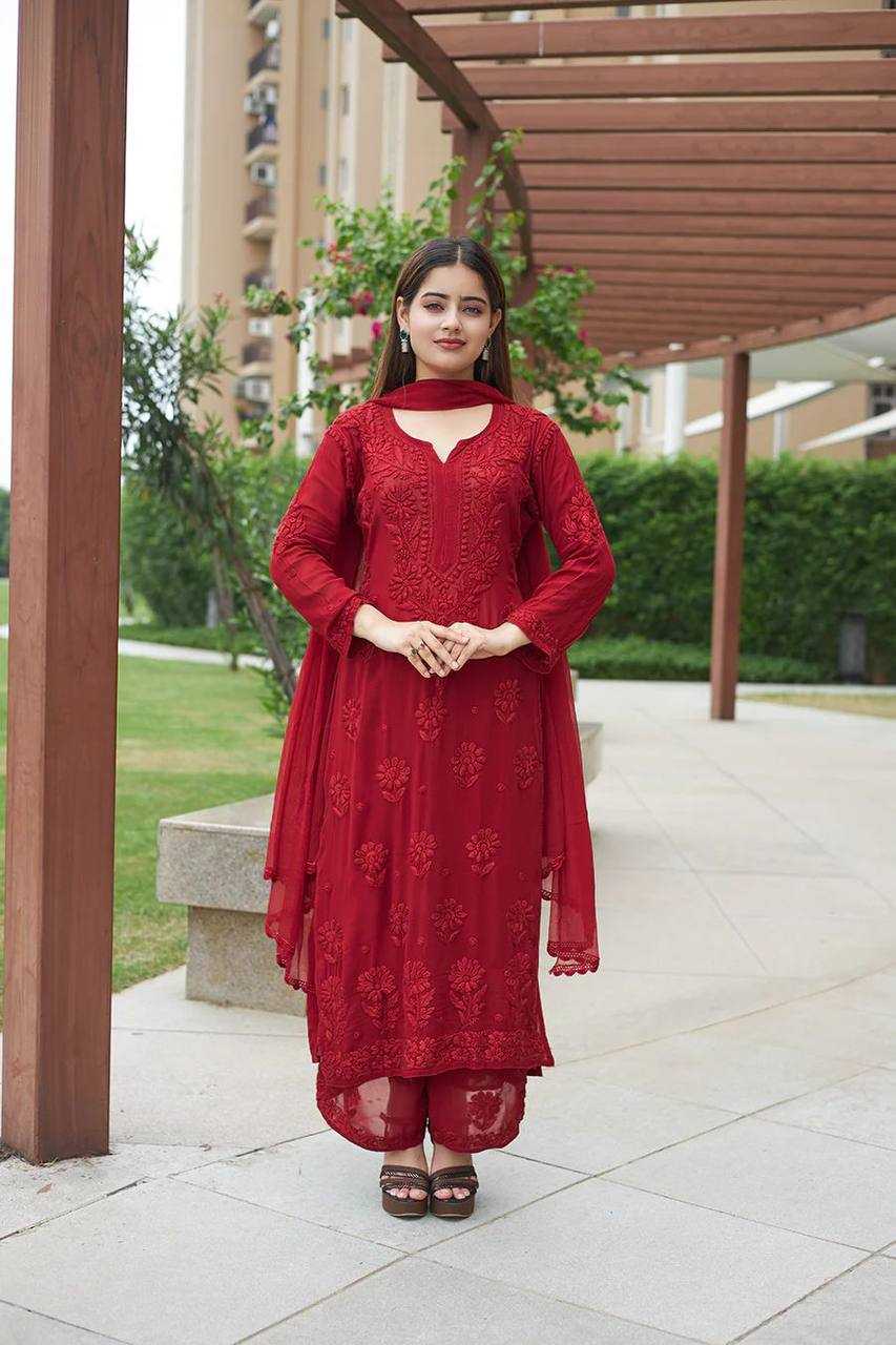 Ynf Faux Georgette RIN110 370 Suits & Dresses Wedding Collections Festive Collections Wholesale Embroidery Suits Palazzo Suit Georgette Suit Manufacturer