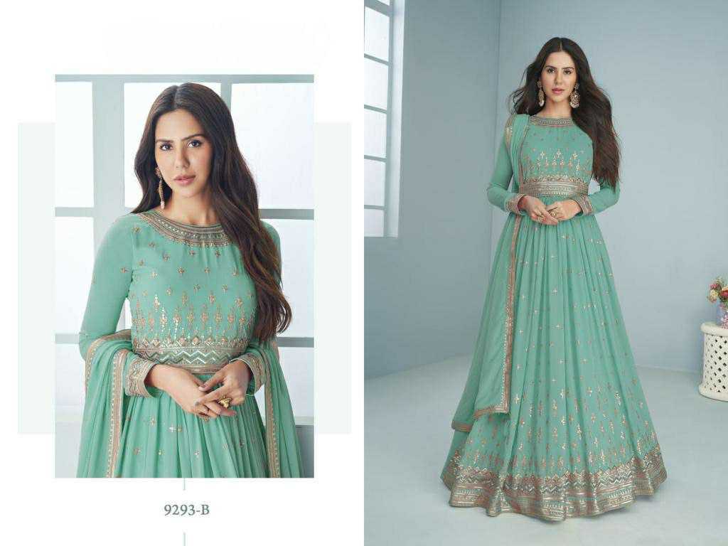 Ynf Faux Georgette RIN131 9293 Gowns Wholesale Fancy Gowns Embroidery Gowns Anarkali Gown Long Gowns Full Sleeve Gowns Sequin Gowns Manufacturer