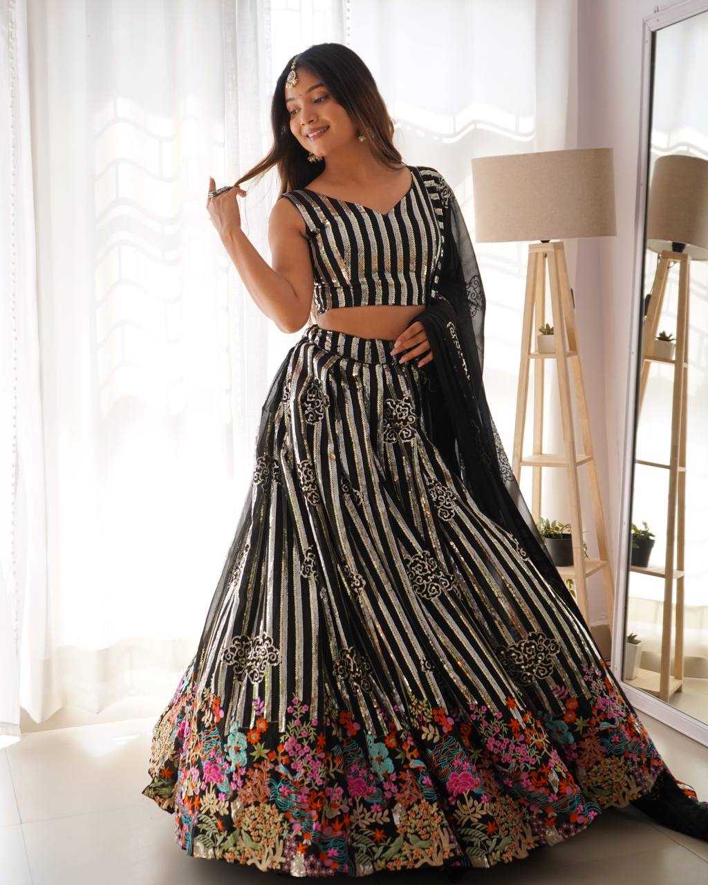 Ynf Faux Georgette RIN133 35 Lehengas Wholesale Fancy Lehenga Lehenga For Engagement Thread Work Lehenga Sequins Lehenga Manufacturer