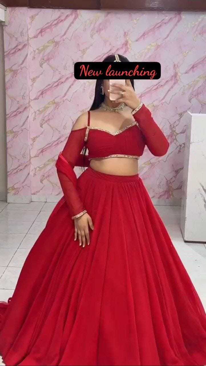 Ynf Faux Georgette RIN157 5269 Lehengas Plus Size Collections Wholesale Designer Lehenga Georgette Lehenga Red Lehenga Manufacturer