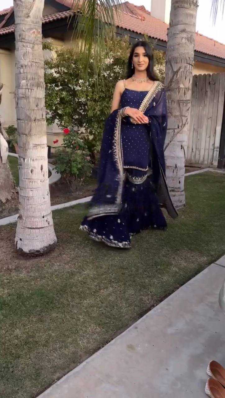 Ynf Faux Georgette RIN162 5898 Suits & Dresses Wedding Collections Festive Collections Wholesale Sharara Salwar Suits Georgette Suit Wedding Outfits Manufacturer