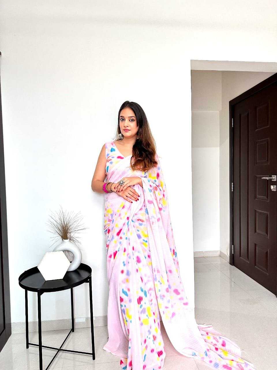 Ynf Faux Georgette RIN171 Barbie Sarees Wedding Collections Festive Collections Wholesale Printed Sarees Georgette Sarees Sequins Work Saree Manufacturer