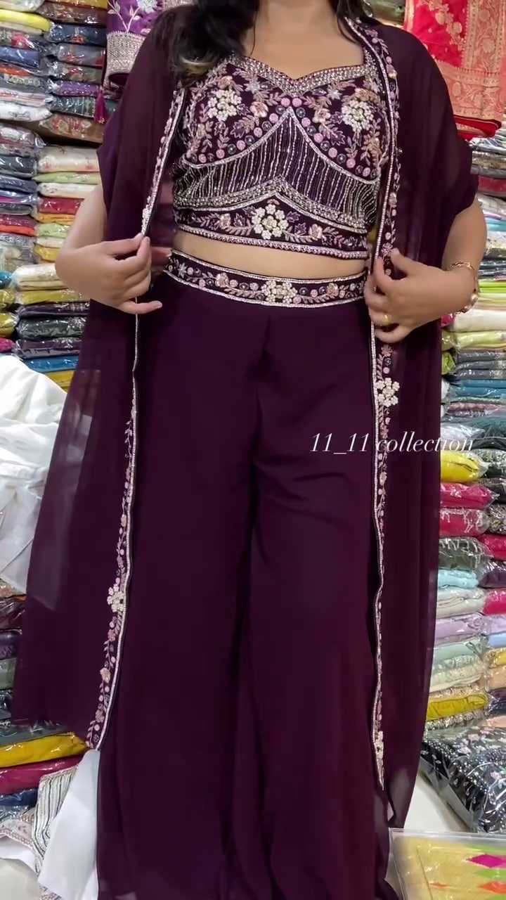 Ynf Faux Georgette RIN212 7059 Suits & Dresses Western Wears Festive Collections Wholesale Indo Western Dresses Palazzo Suit Party wear suits Manufacturer