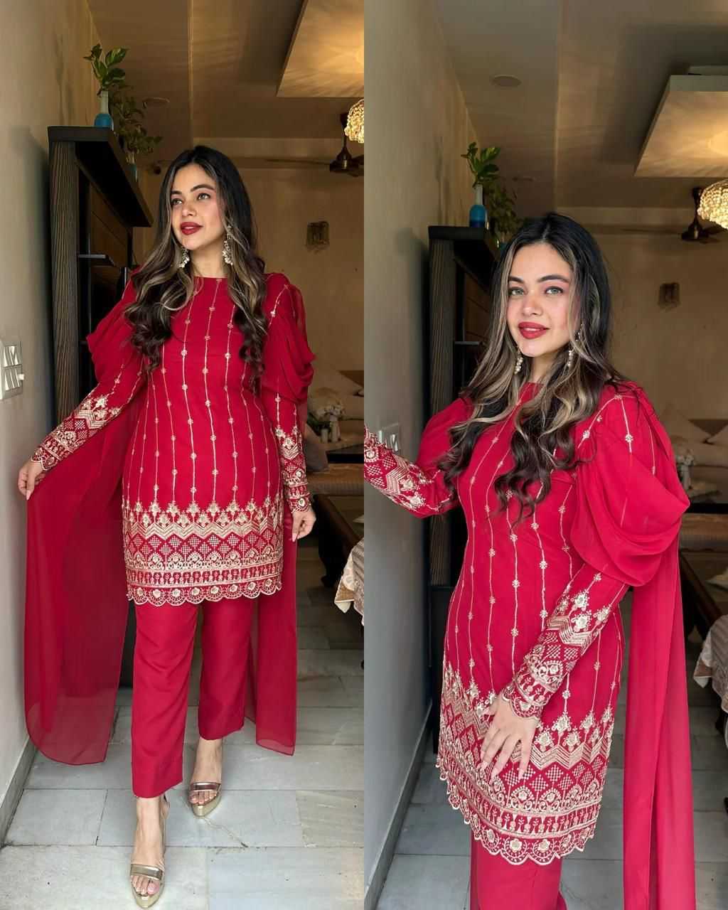 Ynf Faux Georgette RIN222 Decent Suits & Dresses Wholesale Embroidery Suits Georgette Suit Zari Work Suit Manufacturer