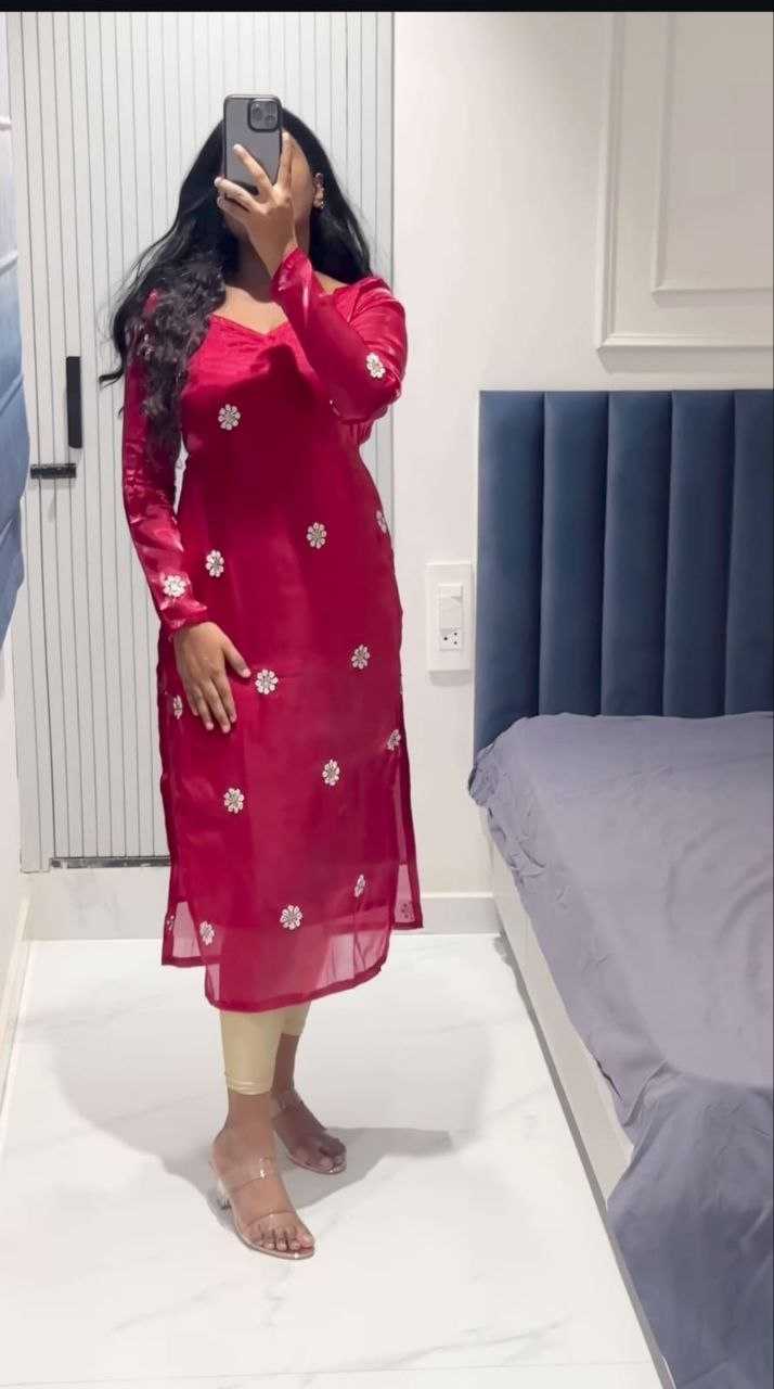 Ynf Faux Georgette RIN226 SEQUNCE Kurti Western Wears Festive Collections Wholesale Casual Kurtis Georgette Kurti Embroidered Kurtis Manufacturer