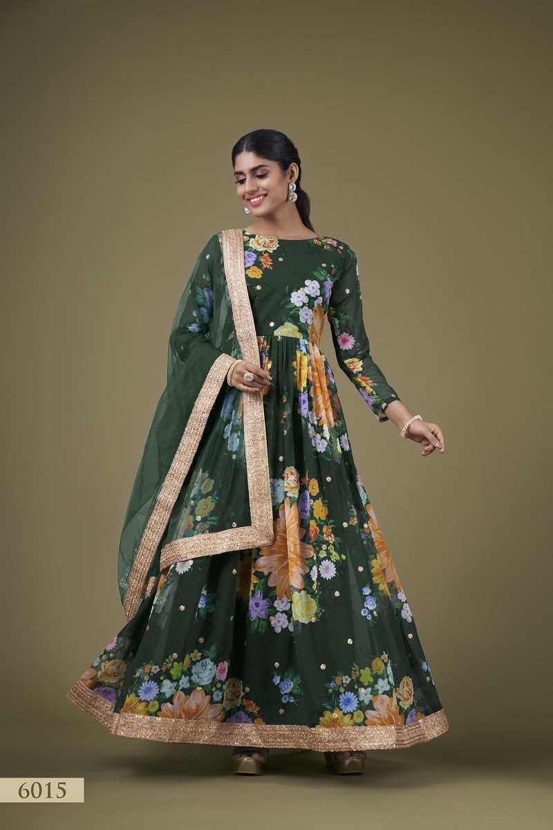Ynf Faux Georgette RIN227 6015 Gowns Wedding Collections Festive Collections Wholesale Georgette Gown Party Wear Gowns Full Sleeve Gowns Manufacturer
