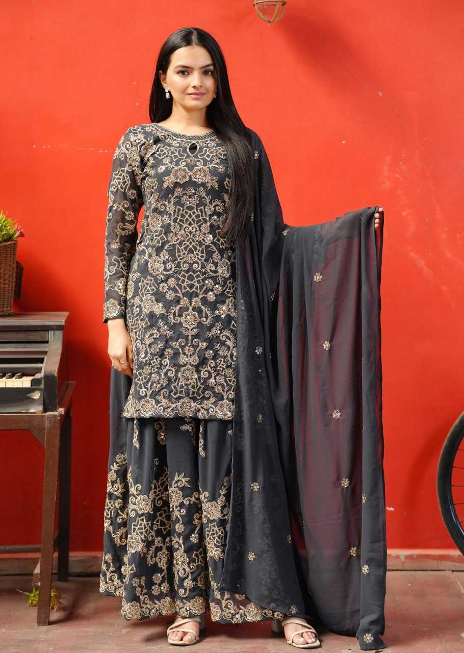 Ynf Faux Georgette RIN232 65 Suits & Dresses Wedding Collections Festive Collections Wholesale Sharara Salwar Suits Georgette Suit Embroidered Suits Manufacturer