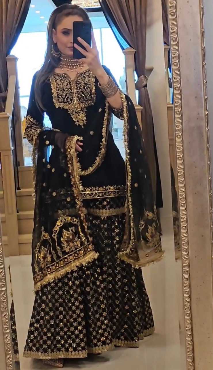 Ynf Faux Georgette RIN232 67 Suits & Dresses Wedding Collections Festive Collections Wholesale Sharara Salwar Suits Georgette Suit Embroidered Suits Manufacturer