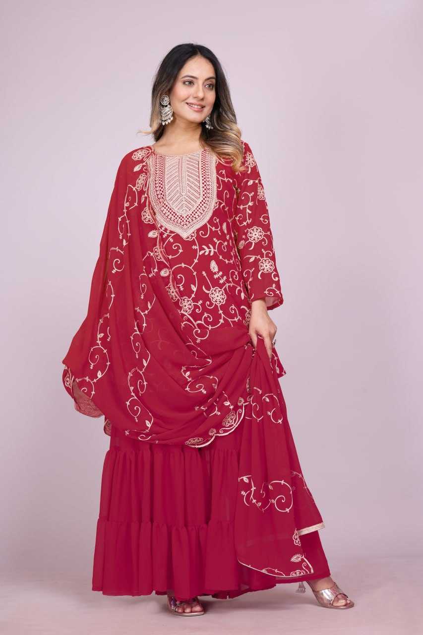 Ynf Faux Georgette RIN232 71 Suits & Dresses Wedding Collections Festive Collections Wholesale Sharara Salwar Suits Georgette Suit Embroidered Suits Manufacturer