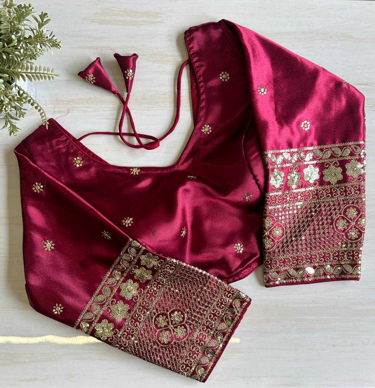 Ynf Gajji Silk KESH437 Semi Gaji Silk -1 Readymade Blouses Wholesale Sequence Embroidery Blouse Designer Blouse Silk Blouse Manufacturer