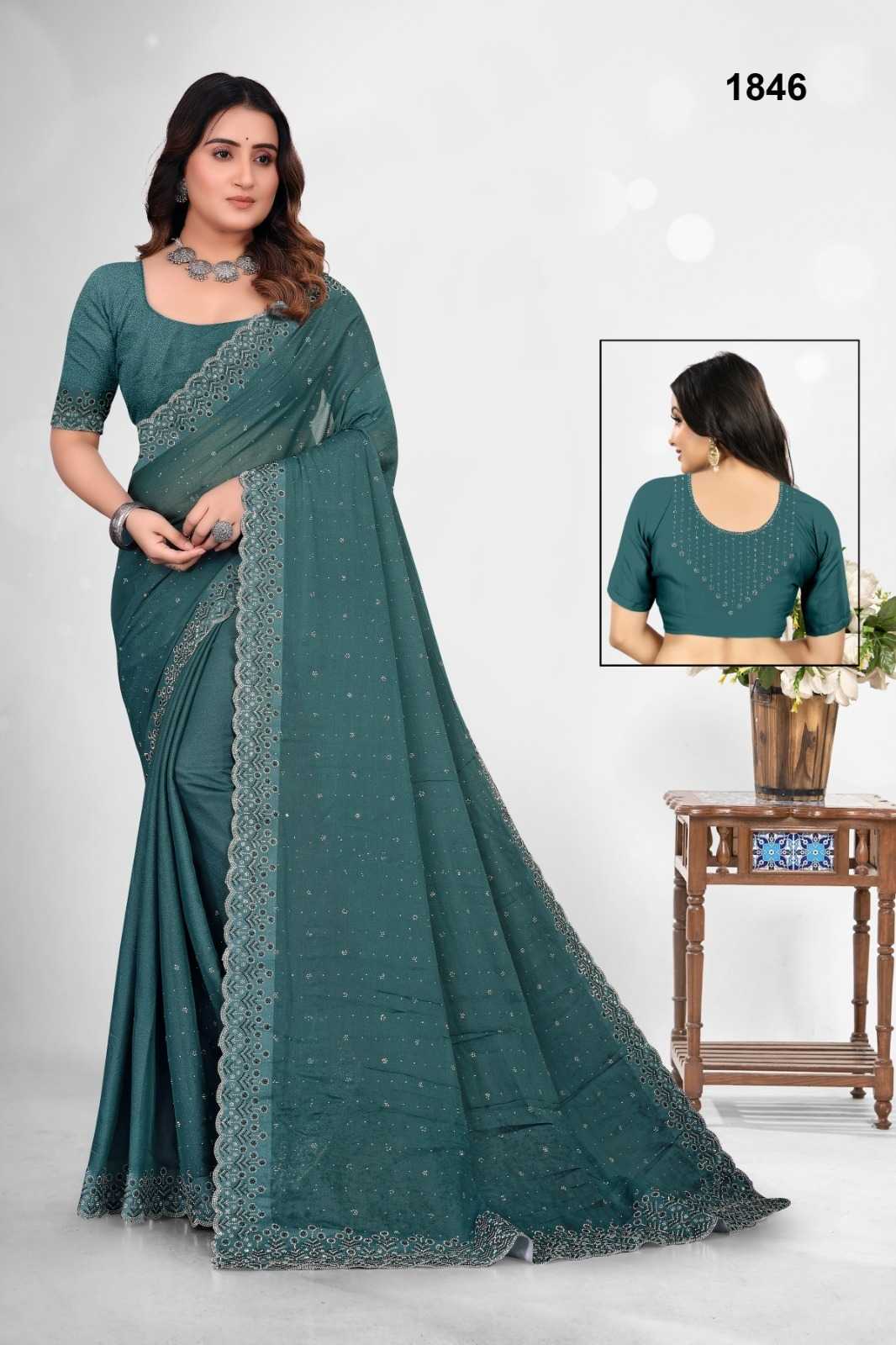 Ynf Georgette KESH114 1846 Sarees Wholesale Georgette Sarees Cutwork Saree Swarovski Sarees Manufacturer