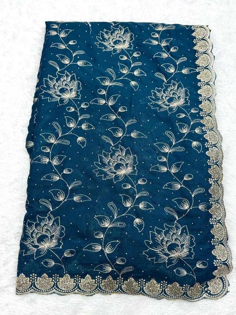 Ynf Georgette KESH114 3499 Sarees Wholesale Georgette Sarees Stone Work Saree Zari Border Sarees Manufacturer