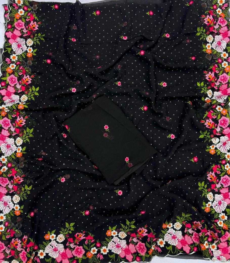 Ynf Georgette KESH114 4317 Sarees Wholesale Georgette Sarees Embroidered Sarees Stone Work Saree Manufacturer