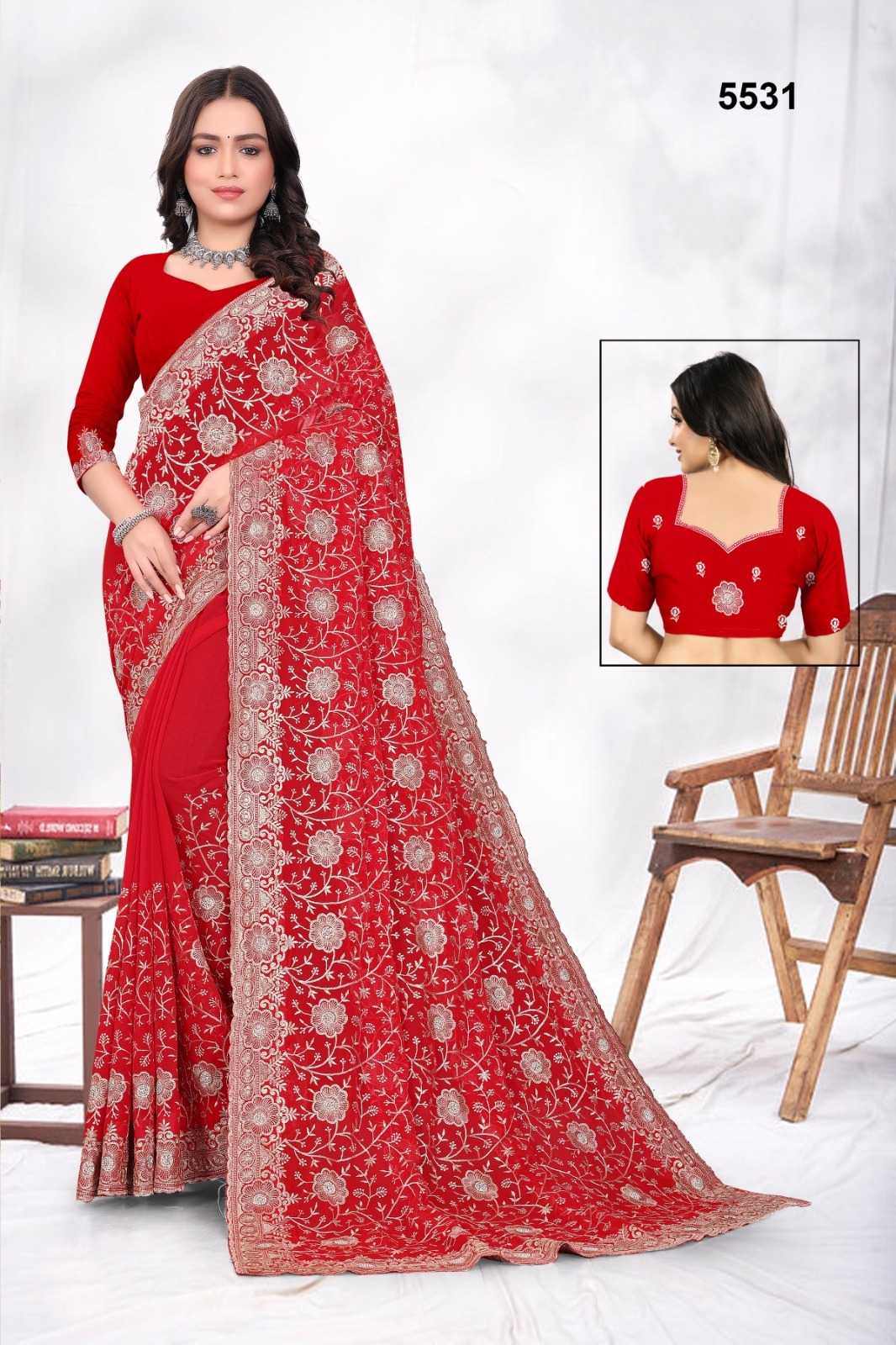 Ynf Georgette KESH114 5531 Sarees Wholesale Georgette Sarees Embroidered Sarees Stone Work Saree Manufacturer