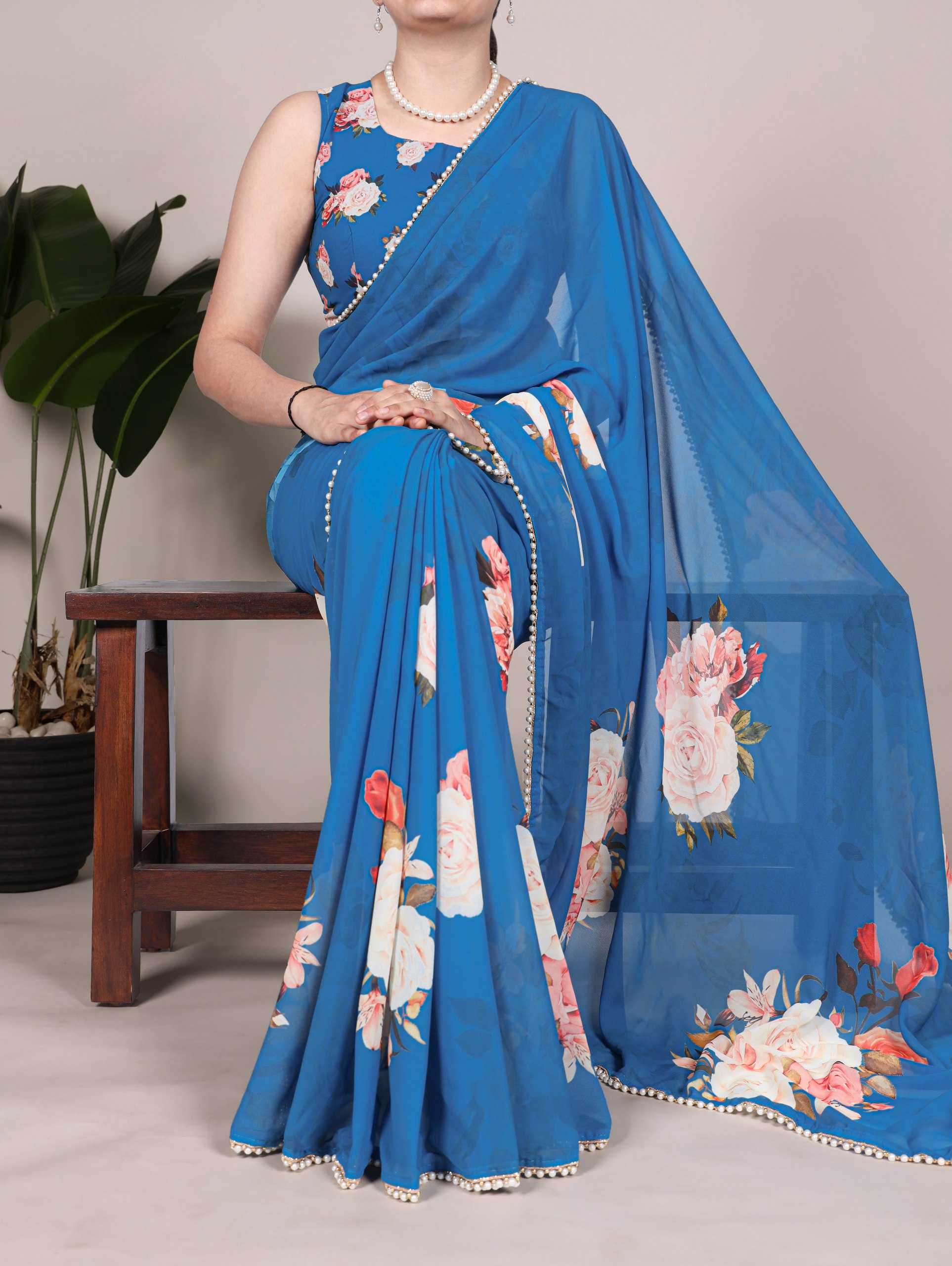 Ynf Georgette KESH134 7007 Sarees Wedding Collections Festive Collections Wholesale Printed Sarees Georgette Sarees Lace Border Sarees Manufacturer