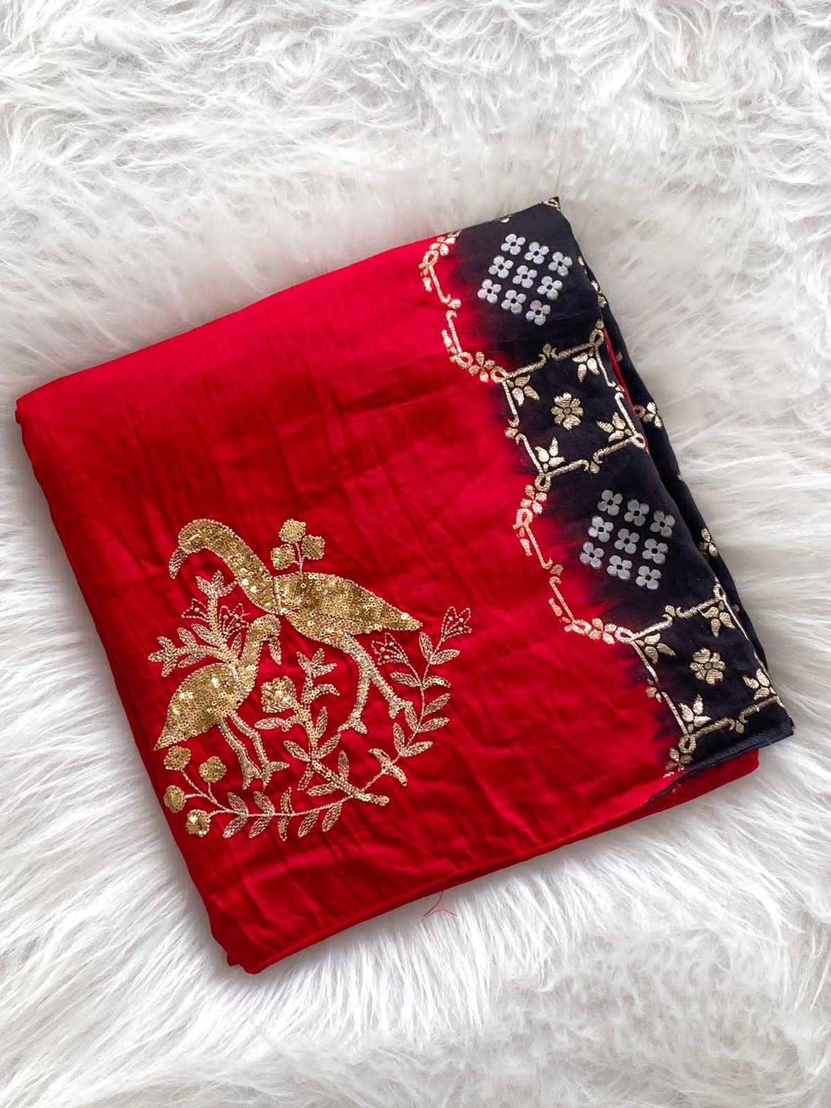 Ynf Georgette KESH249 dye Sarees Wholesale Georgette Sarees Sequence Sarees Red Sarees Manufacturer
