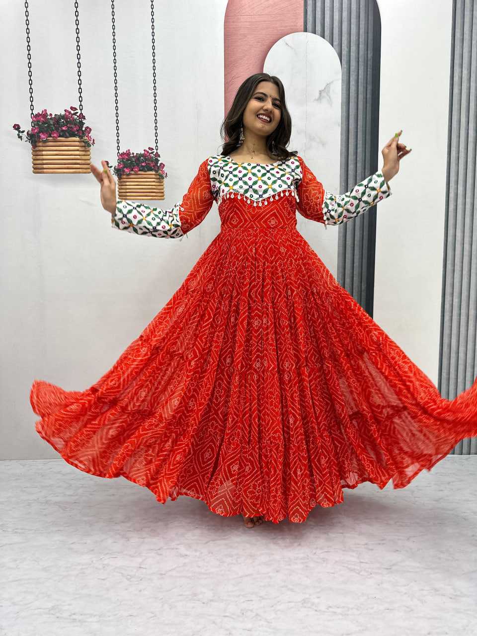 Ynf Georgette KESH496 N42 Gowns Wholesale Embroidery Gowns Long Gowns Georgette Gown Manufacturer
